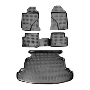 Toyota Corolla Floor-Trunk Mats - Omac - 3D - Black - '03-'08